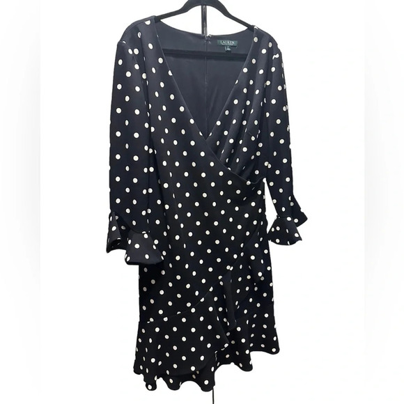 Ralph Lauren black/white polkadots dress size 16 - Picture 4 of 14